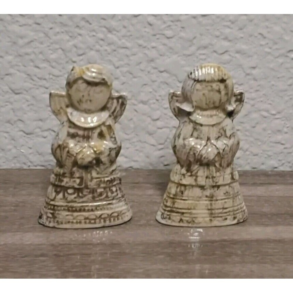 2 Ceramic Angel Figurines Unmarked Vintage